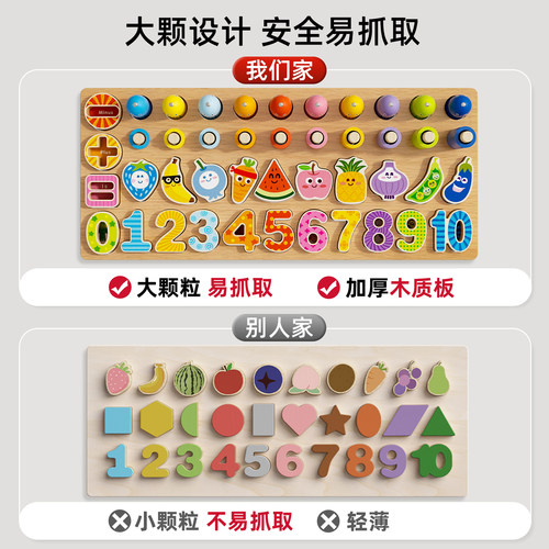蒙氏早教益智儿童玩具数字拼图积木0到3岁宝宝益智拼装配对教具 - 图2