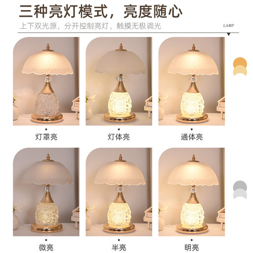 主卧水晶台灯卧室床头灯轻奢高级感2026新款结婚房陪嫁长明灯一对 - 图3
