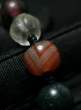 45097 L18 老多宝手串玛瑙琉璃水晶鱼骨古董文玩珠宝首饰