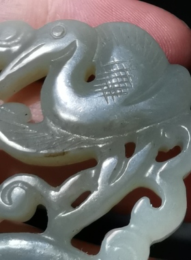 11750【老和田玉鸳鸯戏水玉牌】
