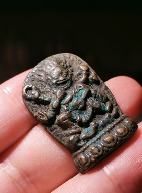 12790藏传老天铁六臂玛哈嘎拉大黑天财神吊坠牌