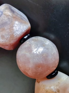 10817灰皮奶皮唐球玛瑙手串古珠手链文玩古董收藏男女简约百搭饰