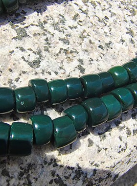 15485西亚绿鸡肝老玛瑙108佛珠West Asian Antique Agate Mala624