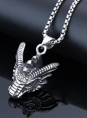 嘻哈复古街头高级感新款蹦迪百搭尚钛钢吊坠潮人欧美个性动物吊坠