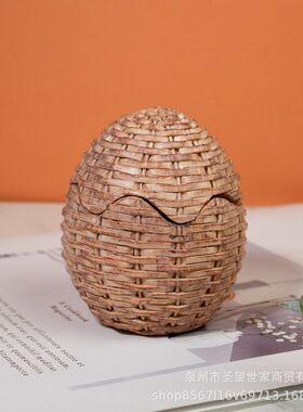 跨境树脂工艺品欧式风花纹藤编鸡蛋烛台香薰蜡烛家居摆件伴手礼