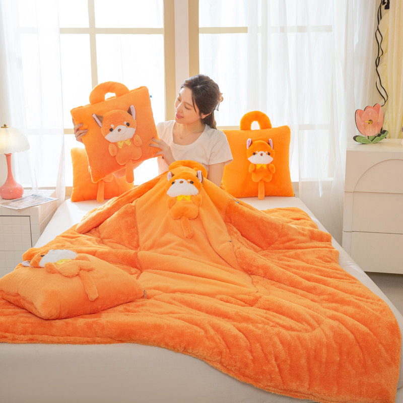 新款卡通高克兔毛绒抱枕被子两用学生宿舍午休靠垫被二合一可手提,淘宝优惠券,粉丝福利购,淘宝优惠卷