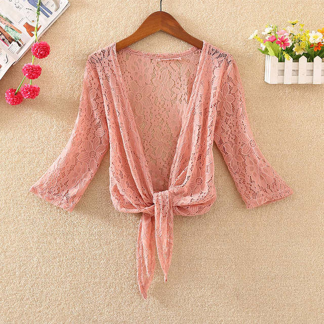 2026 ໃຫມ່ Outerwear ຂະຫນາດນ້ອຍແມ່ຍິງ Summer Cardigan Waistcoat ບາງ Jacket Lace Versatile ສັ້ນ shawl ການປົກປ້ອງແດດເທິງ