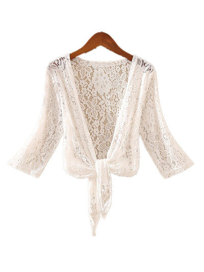 2026 ໃຫມ່ Outerwear ຂະຫນາດນ້ອຍແມ່ຍິງ Summer Cardigan Waistcoat ບາງ Jacket Lace Versatile ສັ້ນ shawl ການປົກປ້ອງແດດເທິງ