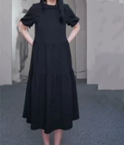 Черное модное платье, городской стиль, свободный крой