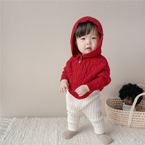 ins autumn style Korean version girl cute even cap sweater baby foreign piste cape hood knitted covered head blouse