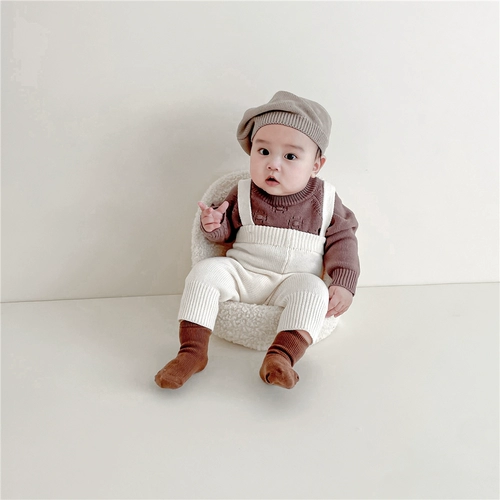 Трикотажный осенний комбинезон для раннего возраста, детские универсальные шерстяные штаны подходит для мужчин и женщин для девочек