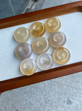 天然红玛瑙白玉髓白月光平安扣圆圈圆环diy手工吊坠材料首饰配件