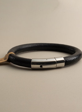 简约日系复古风高桥一生之环男士牛皮手镯手环猛男牛皮磁吸手环