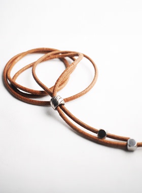 日系复古潮男帅气网红潮流美式波洛领结bolo节男士项链牛皮饰品