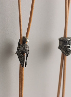 纯牛皮项链复古bolo节个性头盔系列金属帅气小众百搭皮绳简约