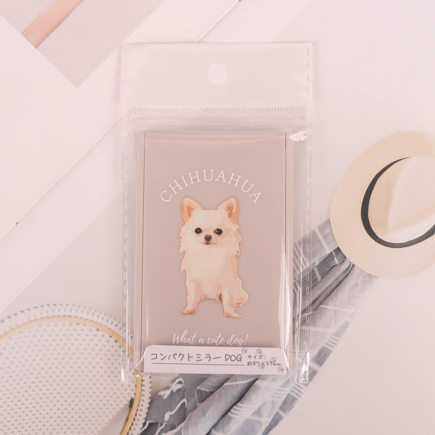 限量日本本土卡通随身化妆镜狗狗动物便携小镜子可爱随身镜日系 - 图2