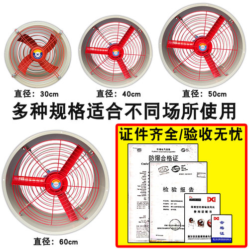 防爆强力轴流风机防爆风扇排风机220/380V全铜工业静音通风机消防 - 图0