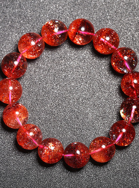 金草莓晶手串精品珍藏级马达加斯加天然水晶云母片手链晶珠宝女款