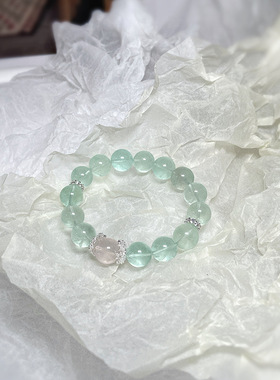 【薄荷绿宝】水晶手串天然绿萤石手链小红书同款清露冰透手串