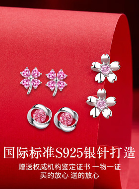 S925银针一周耳钉套装轻奢高级感