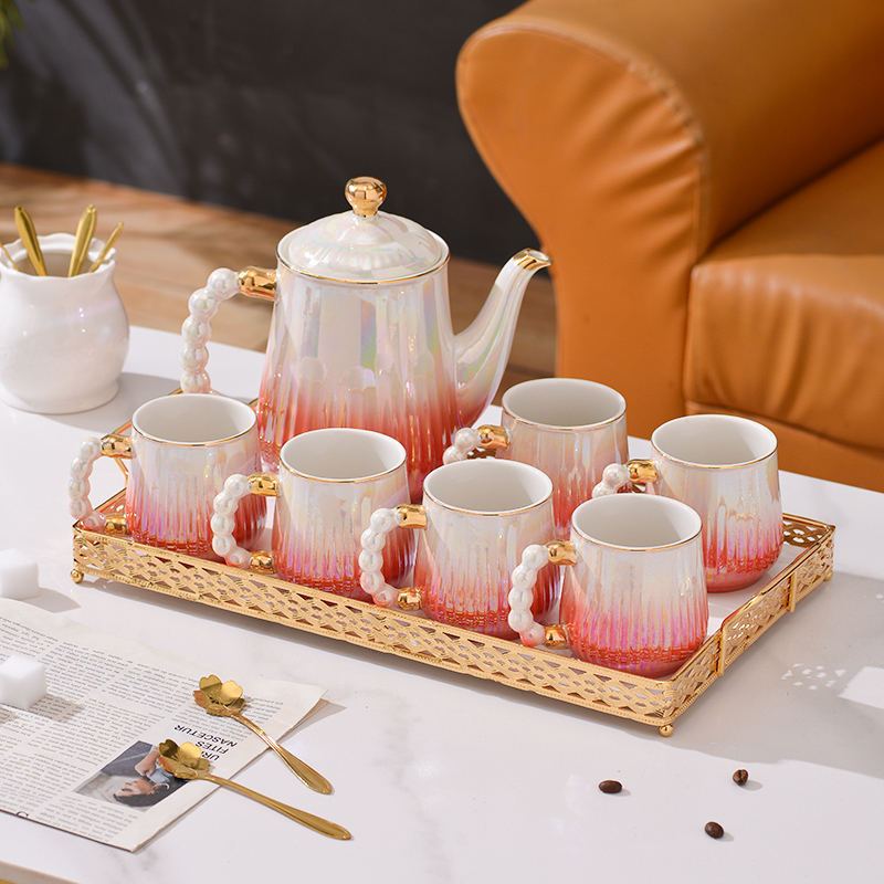 欧式珍珠水具茶具 套装 家用整套轻奢客厅陶瓷茶壶茶杯水杯子送礼