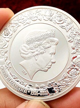 英国镀金彩绘女王二世摆件硬币
