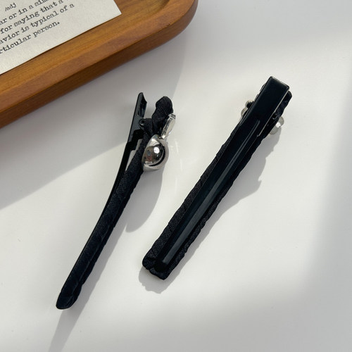 水钻鸭嘴夹前额刘海一字侧边夹发夹子头饰头发卡子女碎发黑色发饰 - 图3