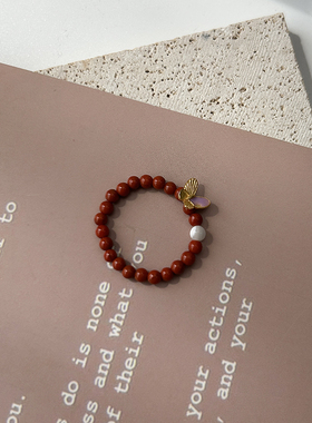 诗情画意南红串珠戒指