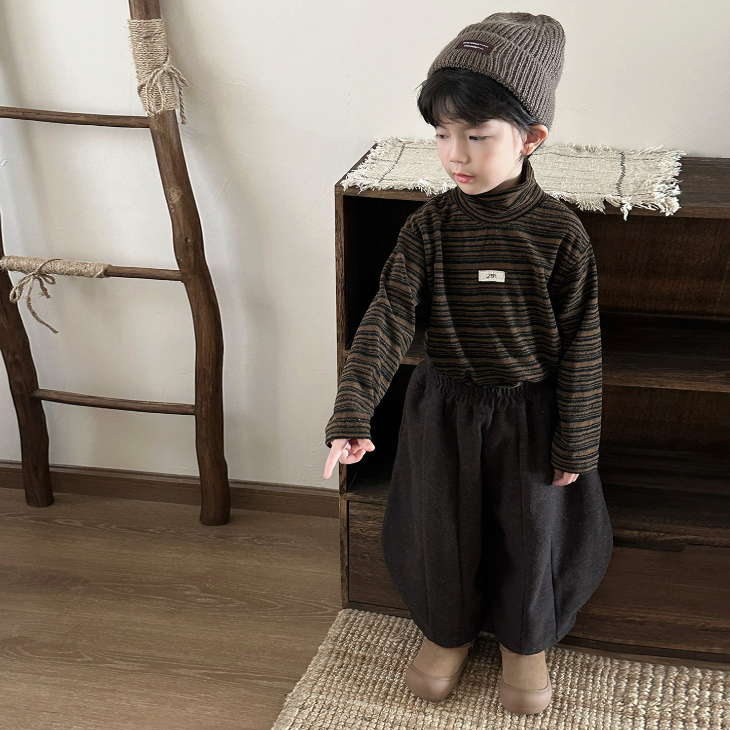 暮晨家新款冬装2025男童半高领羊毛条纹打底衫中小童加厚保暖内搭,淘宝优惠券,粉丝福利购,淘宝优惠卷