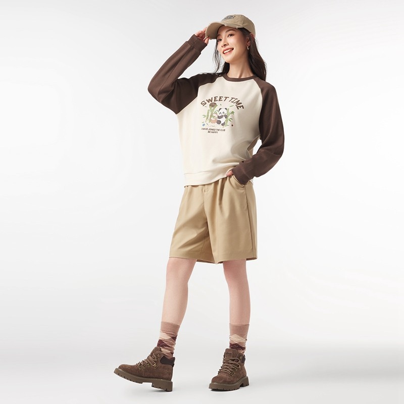 热风2025年春季新款女士熊猫插画师图案卫衣宽松百搭舒适套头上衣,淘宝优惠券,粉丝福利购,淘宝优惠卷