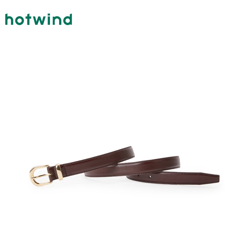 热风女士腰带2025年春季新款简约半椭圆针扣皮带复古百搭休闲皮带