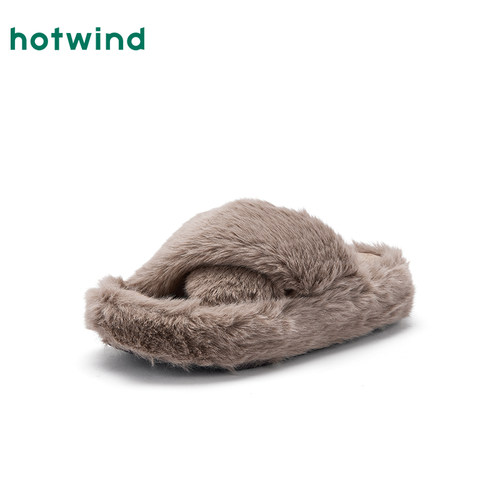热风加绒毛毛拖女2025年冬季新款保暖毛绒家居鞋纯色百搭女鞋子 - 图0