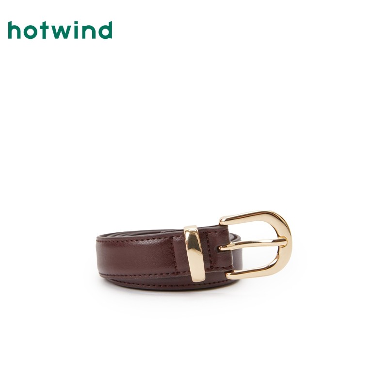 热风女士腰带2025年春季新款简约半椭圆针扣皮带复古百搭休闲皮带