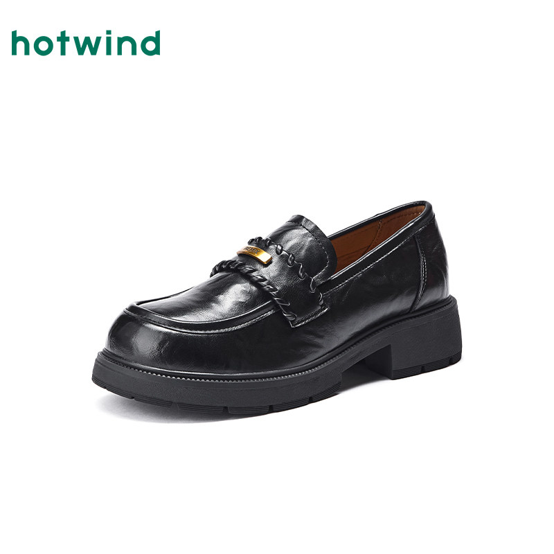 热风黑色乐福鞋女鞋2026年春季新款粗跟通勤小皮鞋配裙子百搭单鞋,淘宝优惠券,粉丝福利购,淘宝优惠卷