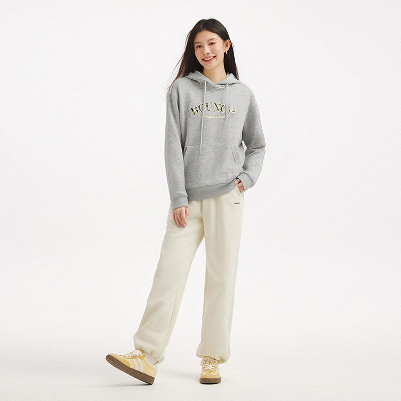 热风女士加绒卫衣连帽宽松内搭上衣2025年冬季新款格纹字母卫衣,淘宝优惠券,粉丝福利购,淘宝优惠卷