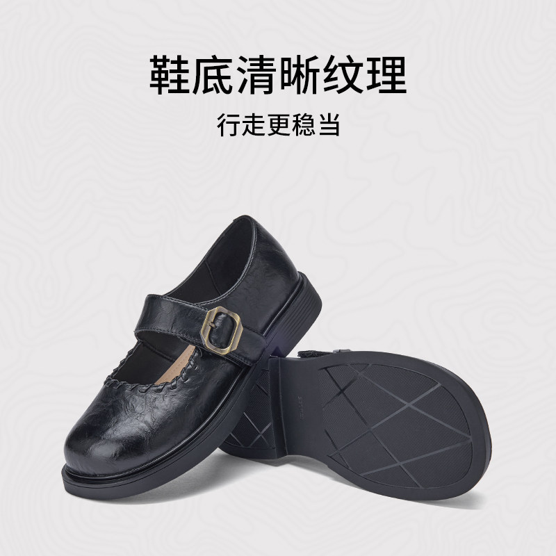 热风粗跟玛丽珍鞋女鞋2026年春季新款黑色百搭小皮鞋配裙子单鞋,淘宝优惠券,粉丝福利购,淘宝优惠卷