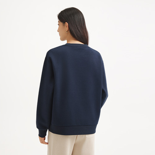 热风女士套头圆领卫衣打底衫2026年春季新款字母刺绣圆领卫衣上衣 - 图0