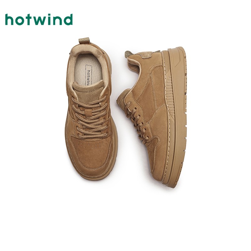 热风男鞋冬季新款男款休闲鞋工装风棕色厚底百搭休闲板鞋子,淘宝优惠券,粉丝福利购,淘宝优惠卷