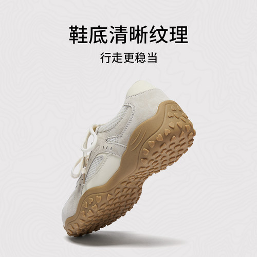 热风厚底休闲鞋女2026年春季新款银色百搭运动女鞋户外跑步鞋子 - 图1