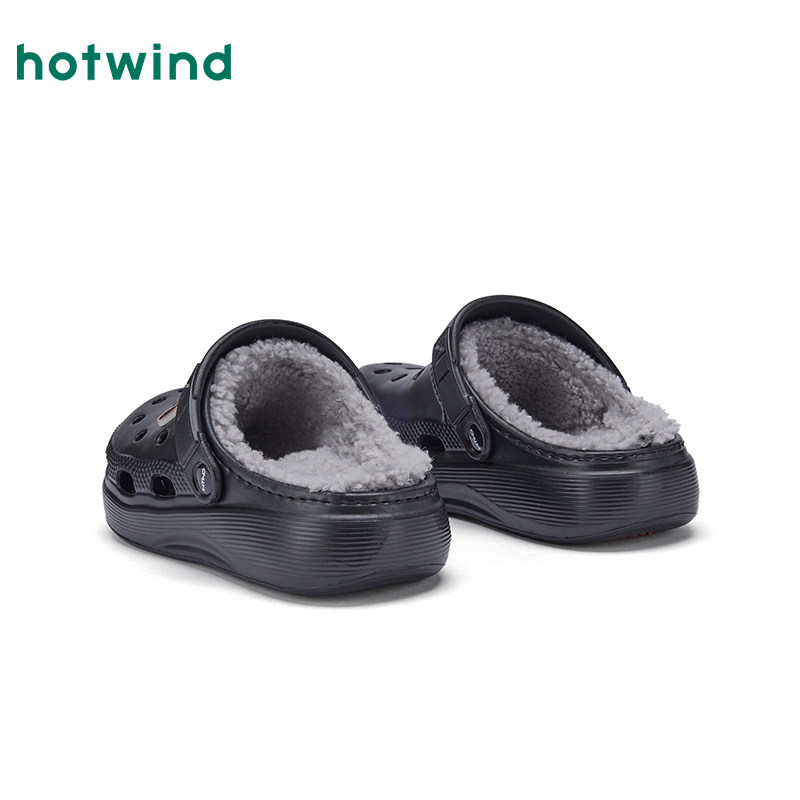 热风男鞋2025年冬季新款男士加绒保暖家居拖鞋灰色厚底包头半拖,淘宝优惠券,粉丝福利购,淘宝优惠卷