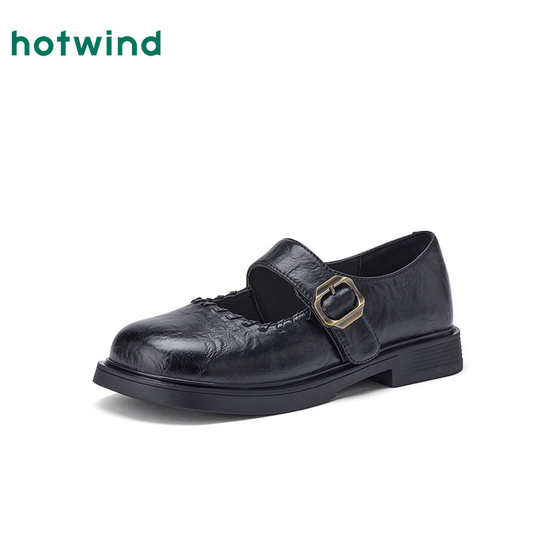 热风粗跟玛丽珍鞋女鞋2026年春季新款黑色百搭小皮鞋配裙子单鞋,淘宝优惠券,粉丝福利购,淘宝优惠卷