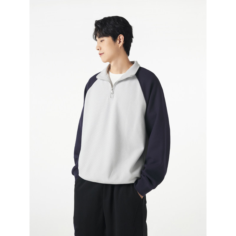 热风加绒卫衣2025年冬季新款男士撞色翻领内搭保暖加厚打底卫衣,淘宝优惠券,粉丝福利购,淘宝优惠卷