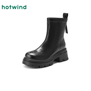 热风厚底短靴2025年冬季新款时装靴百搭马丁靴中筒瘦瘦靴增高靴子