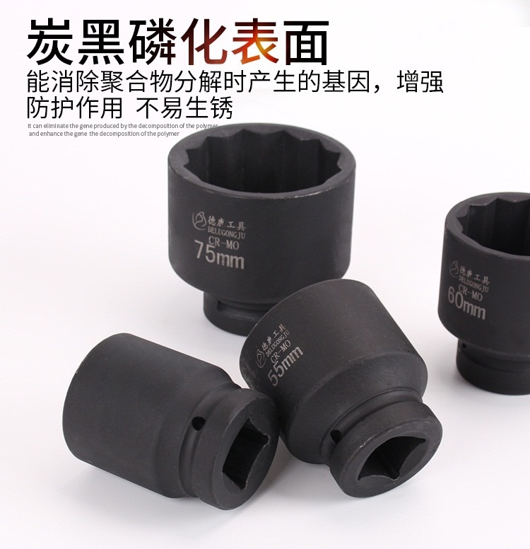 1寸梅花套筒12角套筒头65MM 70MM75-120加厚气动重型电动风炮套头 - 图0