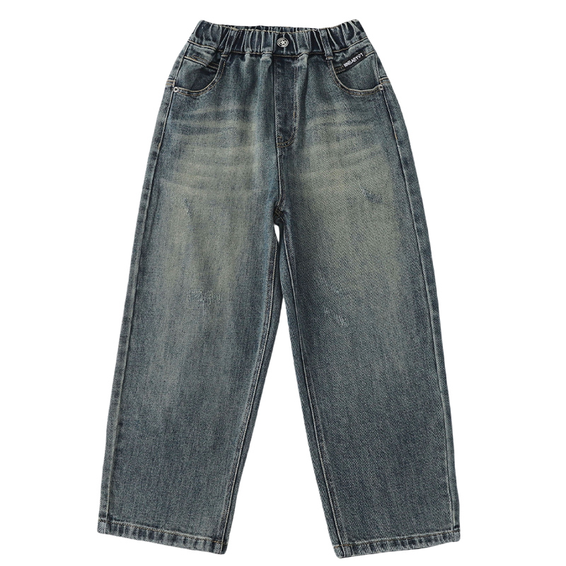 儿童装男童冬季牛仔裤2024新款男孩中大童加绒休闲秋冬款牛仔长裤 - 图3