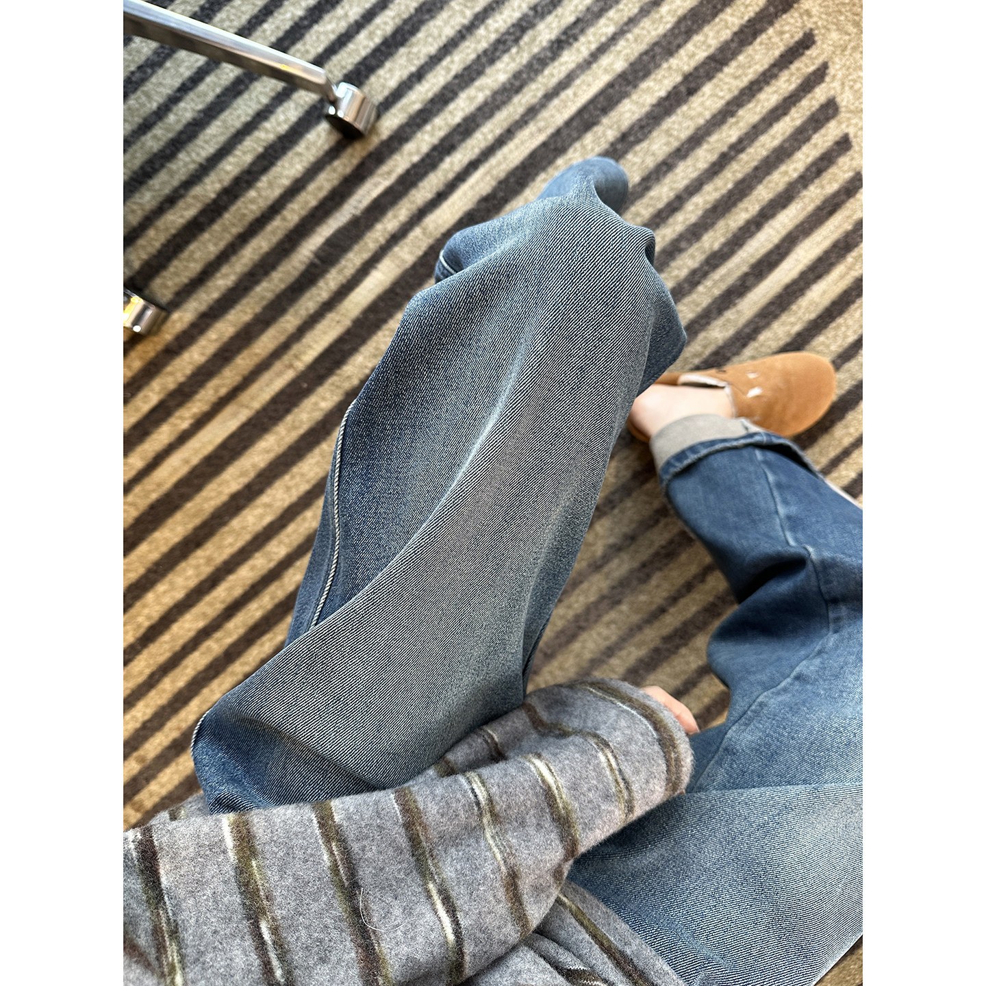 松弛感神裤！~加厚加绒阔腿牛仔裤女秋冬复古水洗磨白宽松长裤子,淘宝优惠券,粉丝福利购,淘宝优惠卷