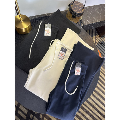 lu系神裤！~双面绒加厚喇叭休闲裤女秋冬羊毛显瘦长裤子高腰卫裤 - 图0