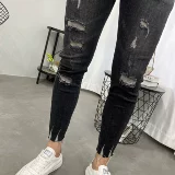 Штаны, эластичные модные джинсы, в корейском стиле
