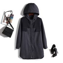 Cabinet goods price or art and leisure even cap loose large code splicing folds in long style jacket windsuit woman