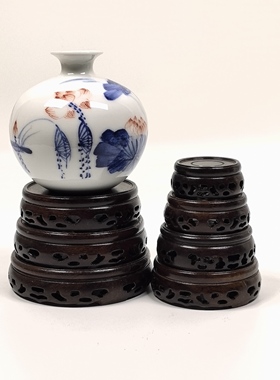 昊林轩黑梓木茶具座子花瓶